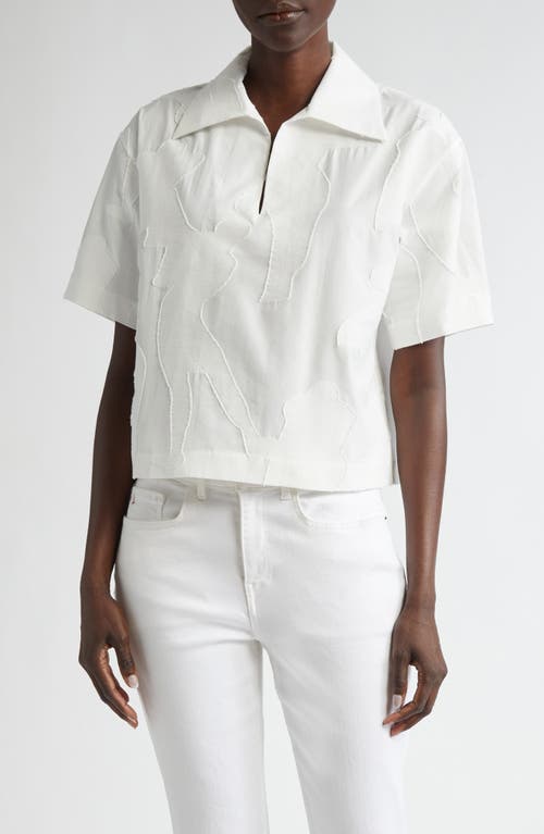 Lafayette 148 Cropped Burnout Boxy Blouse In White