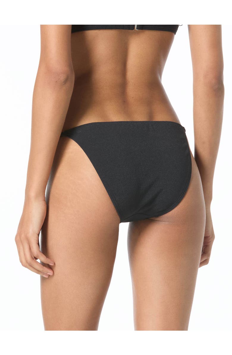 MICHAEL Michael Kors Oval Link Crepe Solids Bikini Bottom, Alternate, color, Black