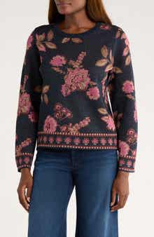 Vince Camuto Floral Crewneck Sweater