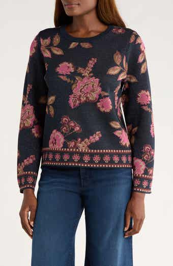 Vince Camuto Floral Crewneck Sweater