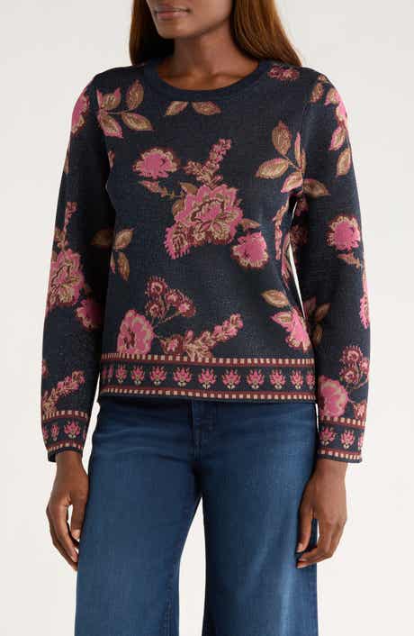 Vince Camuto Floral Crewneck Sweater