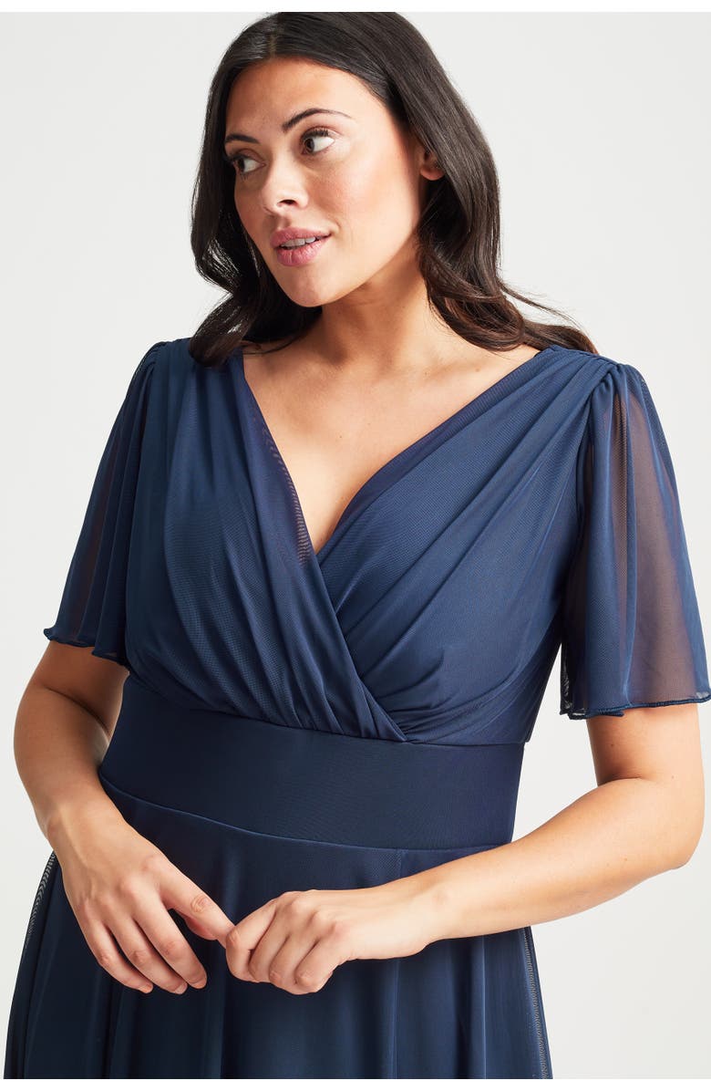 Scarlett & Jo Victoria Solid Angel Sleeve Midi Dress, Alternate, color, Solid Navy