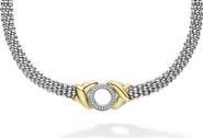 LAGOS Embrace Pavé Diamond Circle Caviar Necklace
