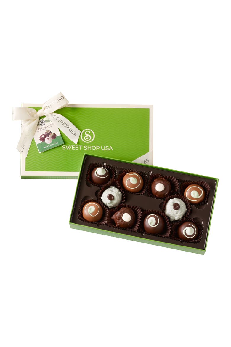 10 Piece Assorted Truffles Everyday Box, Main, color, GREEN