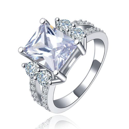 Hollywood Sensation Princess Cut Cubic Zirconia Ring In Silver