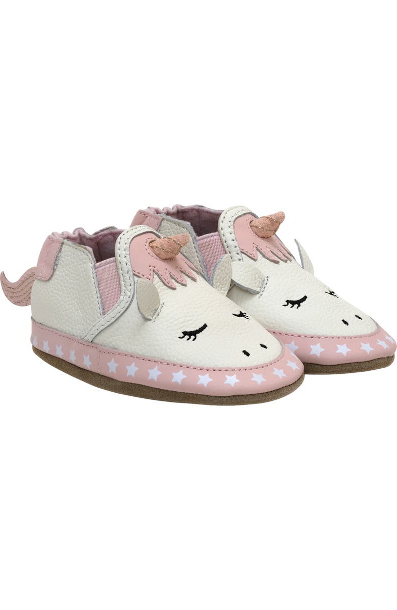 Robeez<sup>®</sup> Unicorn Crib Shoe, Main, color, White
