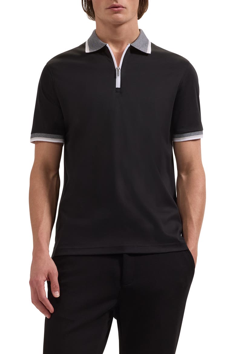 Quarter Zip Polo, Main, color, BLACK