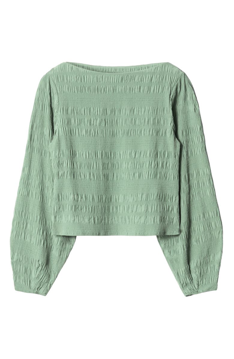 & Other Stories Shirred Bateau Neck Top, Alternate, color, Green Medium Dusty