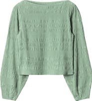 & Other Stories Shirred Bateau Neck Top