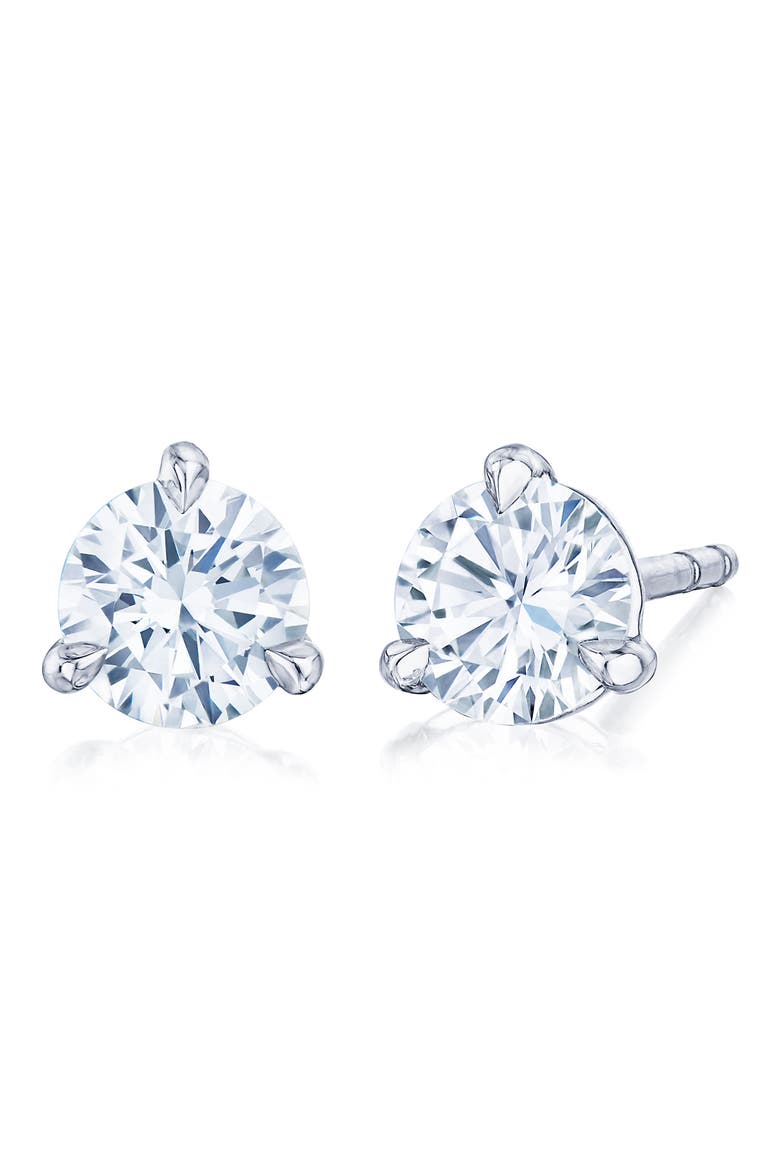 Round Brilliant Cut Diamond & Platinum Stud Earrings - 1.00ct., Main, color, WHITE 1.0 CTW