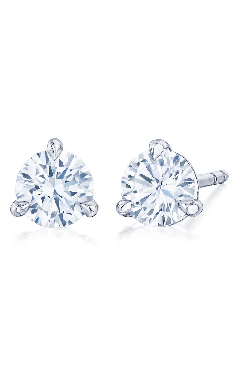 Kwiat Round Brilliant Cut Diamond & Platinum Stud Earrings - 1.00ct., Main, color, White 1.0 Ctw