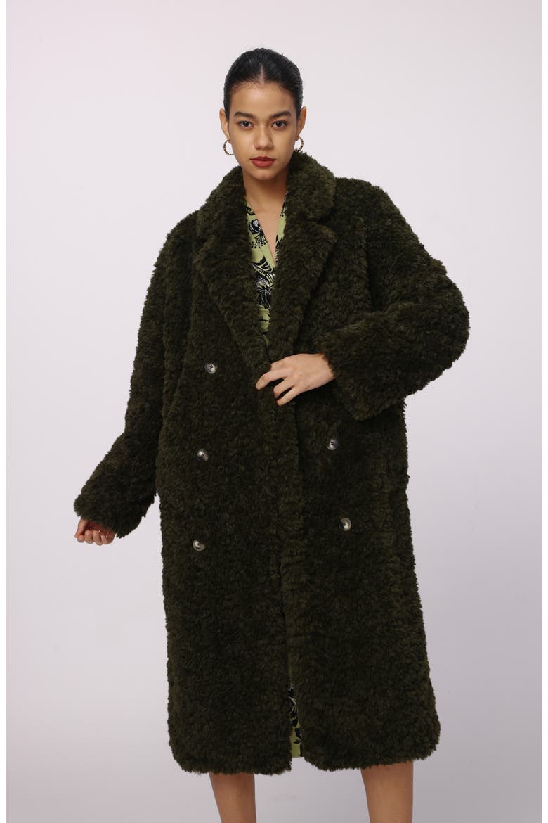 Melanie Faux Fur Coat, Alternate, color, OLIVE