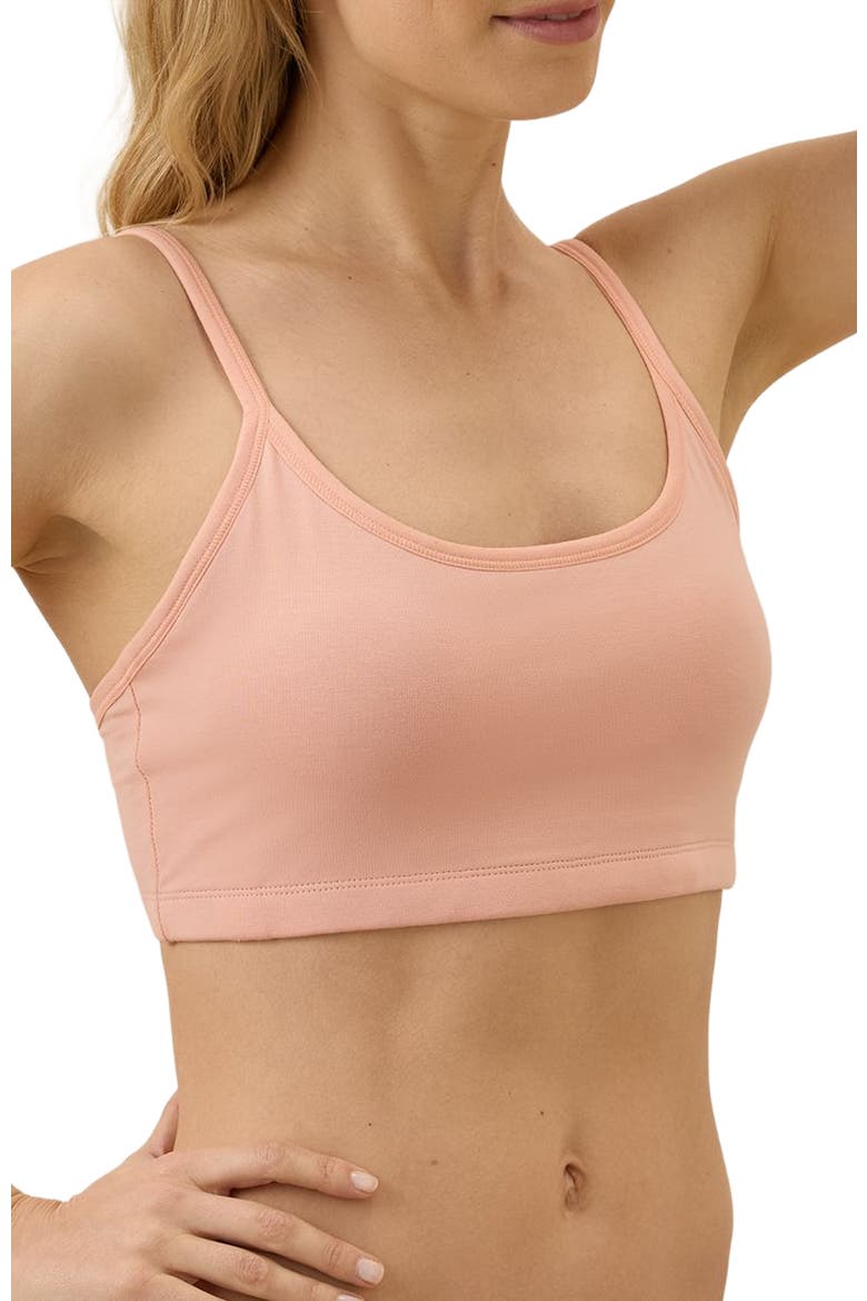 Organic Cotton Everyday Strappy Scoop Bralette, Alternate, color, Peach