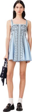 maje Short embroidered linen-blend dress