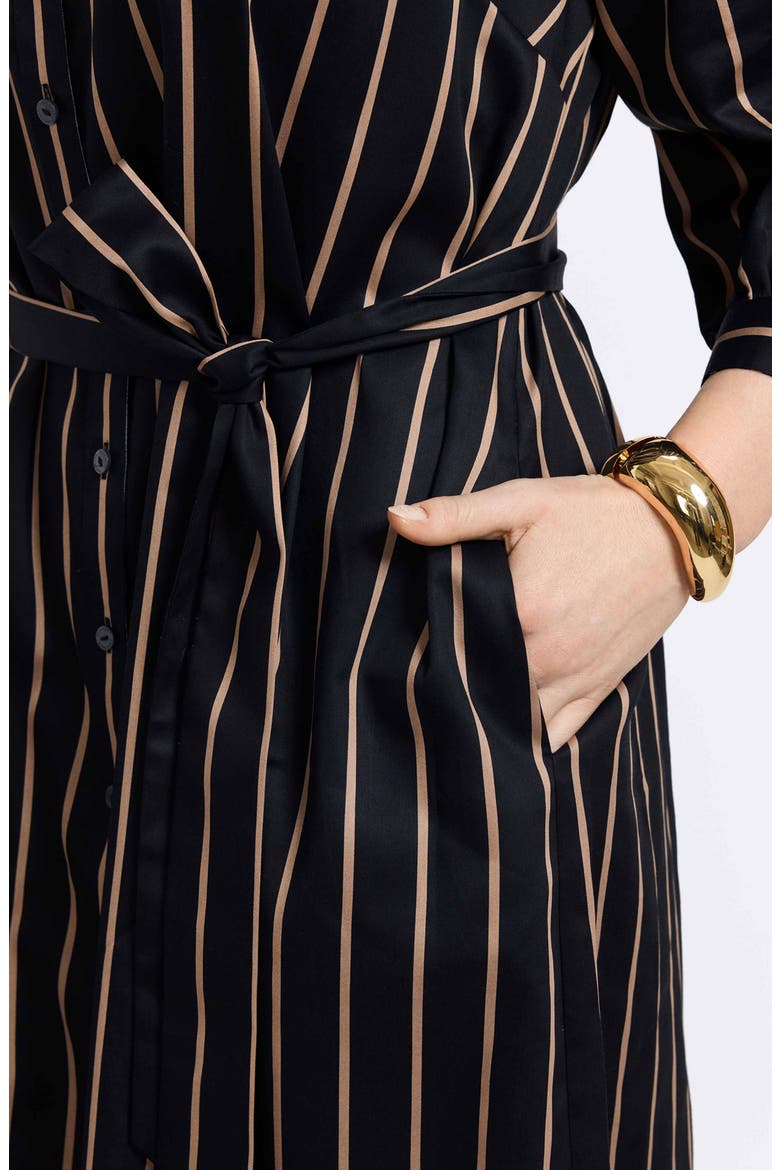 Esther Stripe Cotton Shirtdress, Alternate, color, BLACK/ ALMOND