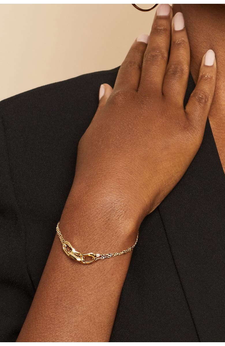 Oradina 14K Yellow Gold Fantasy Triple Link Bracelet, Alternate, color, Yellow Gold