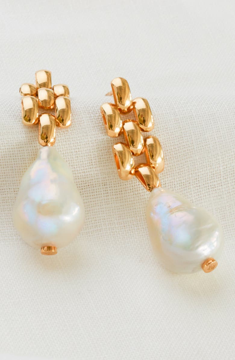 Monica Vinader Heirloom Baroque Pearl Drop Earrings, Alternate, color, Yellow Gold