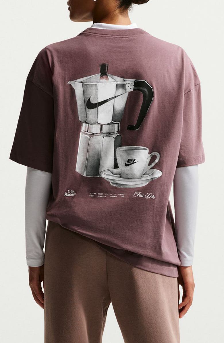 Jordan Café Swoosh Oversize Cotton Graphic T-Shirt, Alternate, color, Tattoo/ Sail/ Sail