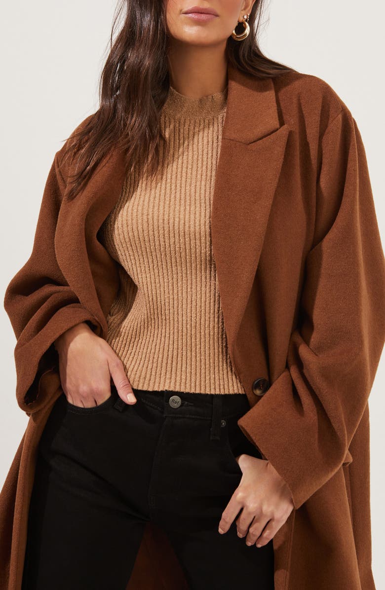 ASTR the Label Sonoma Long Wool Blend Coat, Alternate, color,