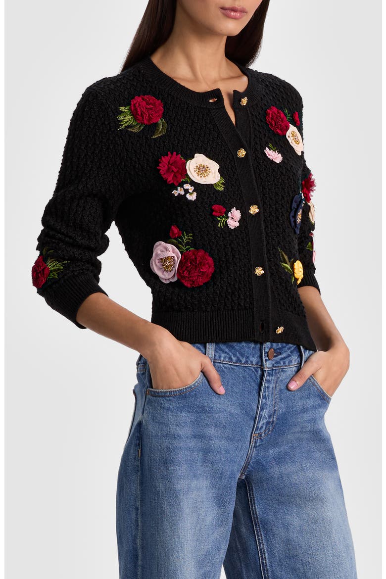 ALICE + OLIVIA Dollie Floral Wool Blend Cardigan (Women) | Nordstrom