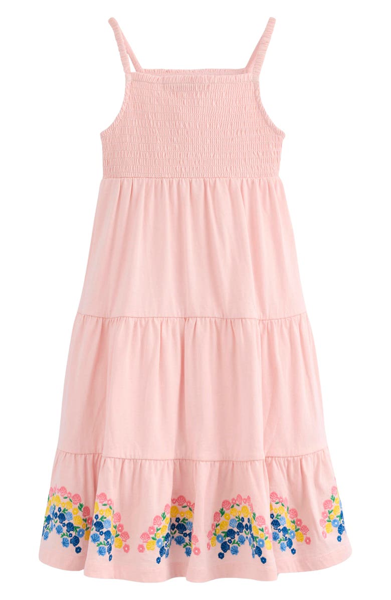 Mini Boden Kids' Enza Shell Embroidered Tiered Cotton Sundress, Alternate, color, 