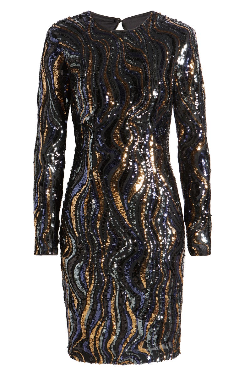 Vince Camuto Sequin Swirl Long Sleeve Cocktail Dress | Nordstrom