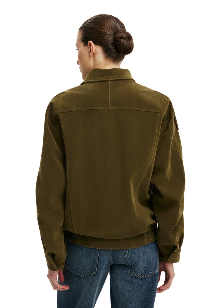Women's Cove Faux Suede Biker Jacket, Alternate, color, Dark Olive