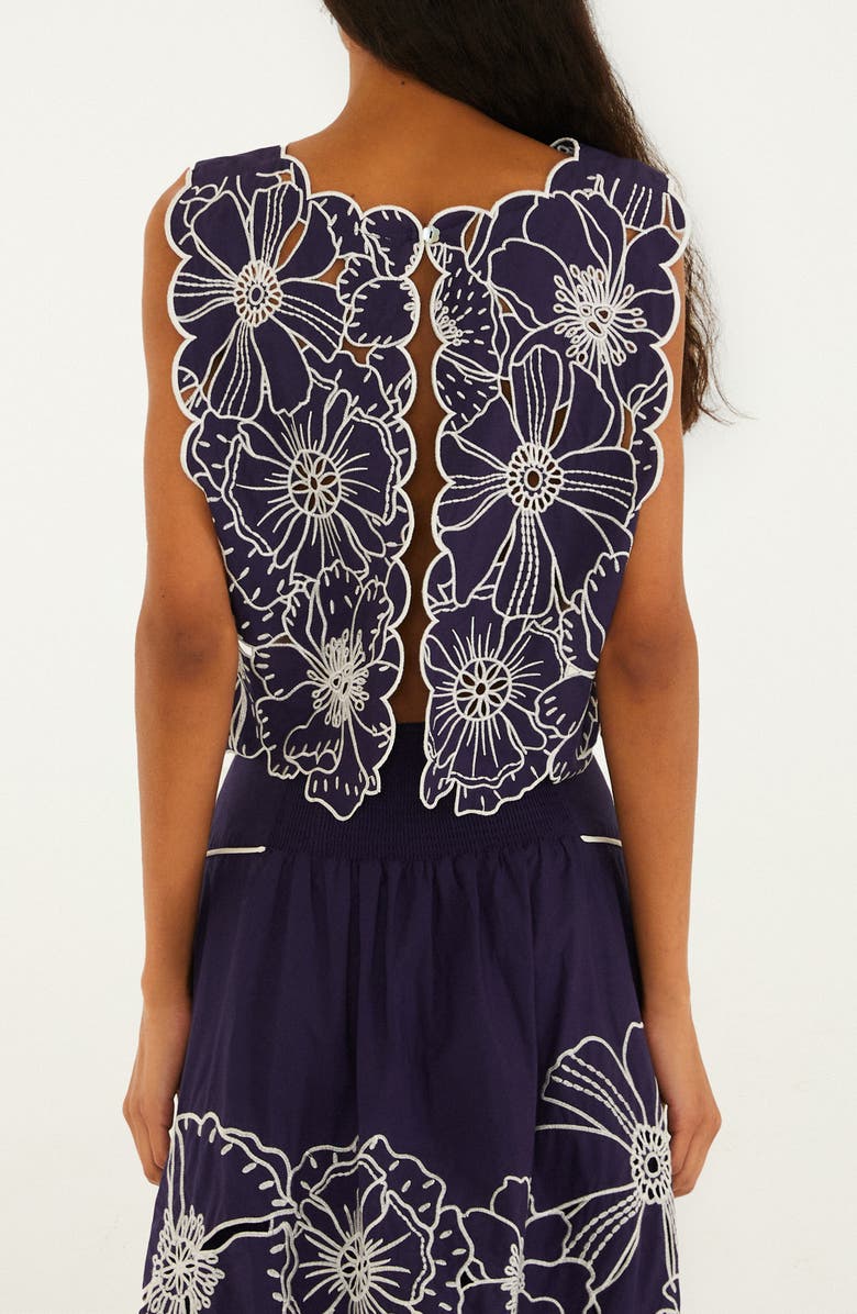 FARM Rio Richelieu Floral Embroidered Top, Alternate, color, Blue