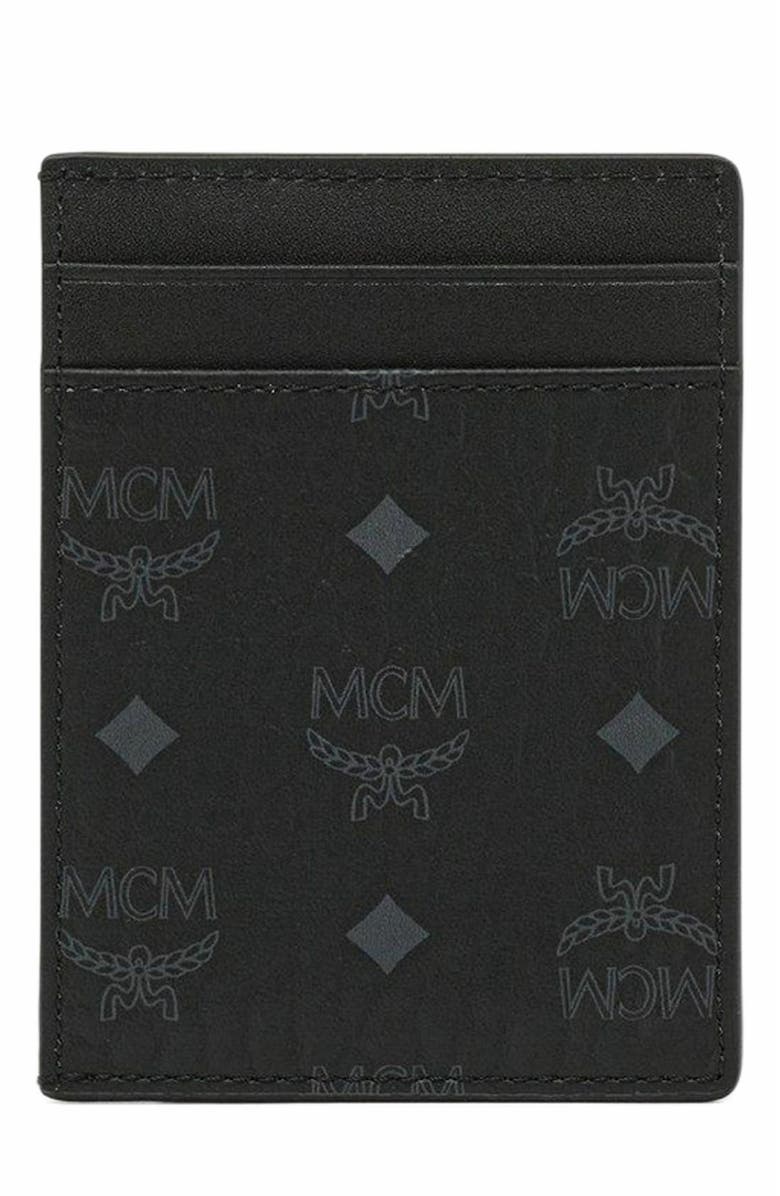 MCM Aren Card Case in Visetos, Alternate, color, Black