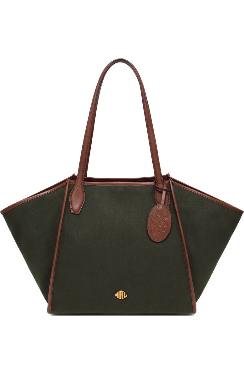 New Amsterdam Leatherworks Waverly Twill Tote, Main, color, Olive