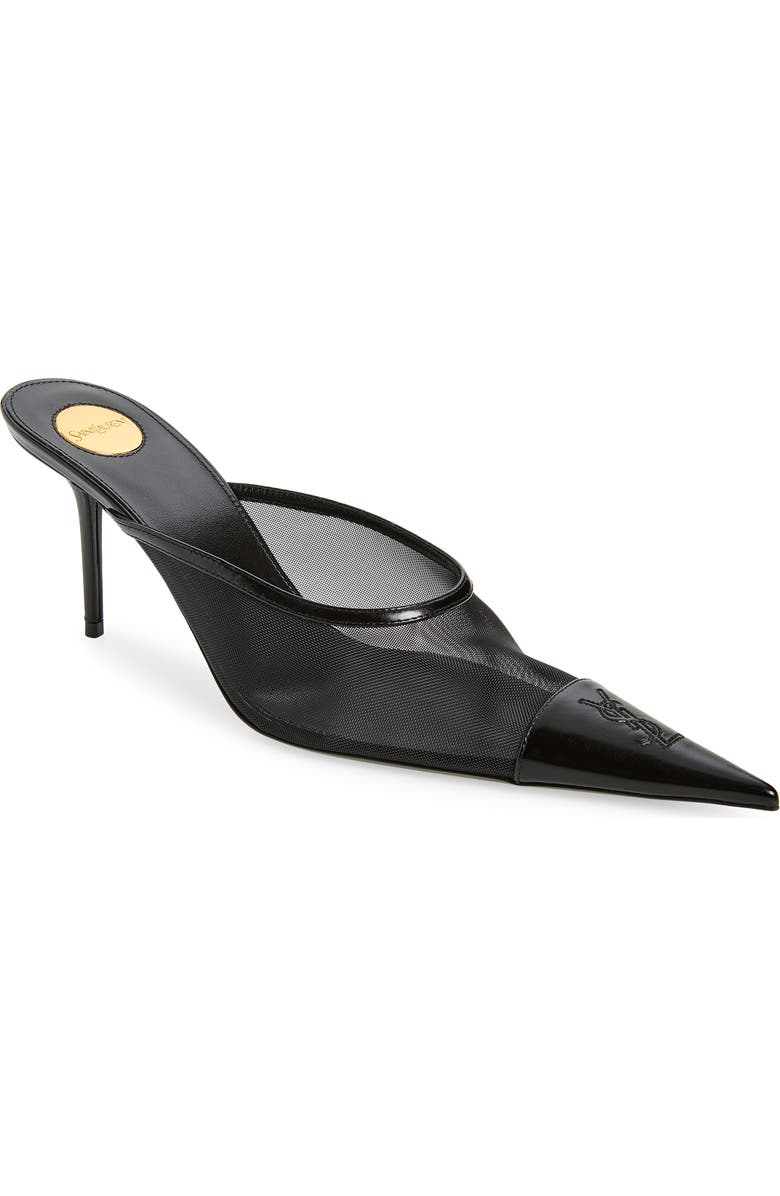 Saint Laurent Renee Pointed Toe Mule, Main, color, Nero/ Nero