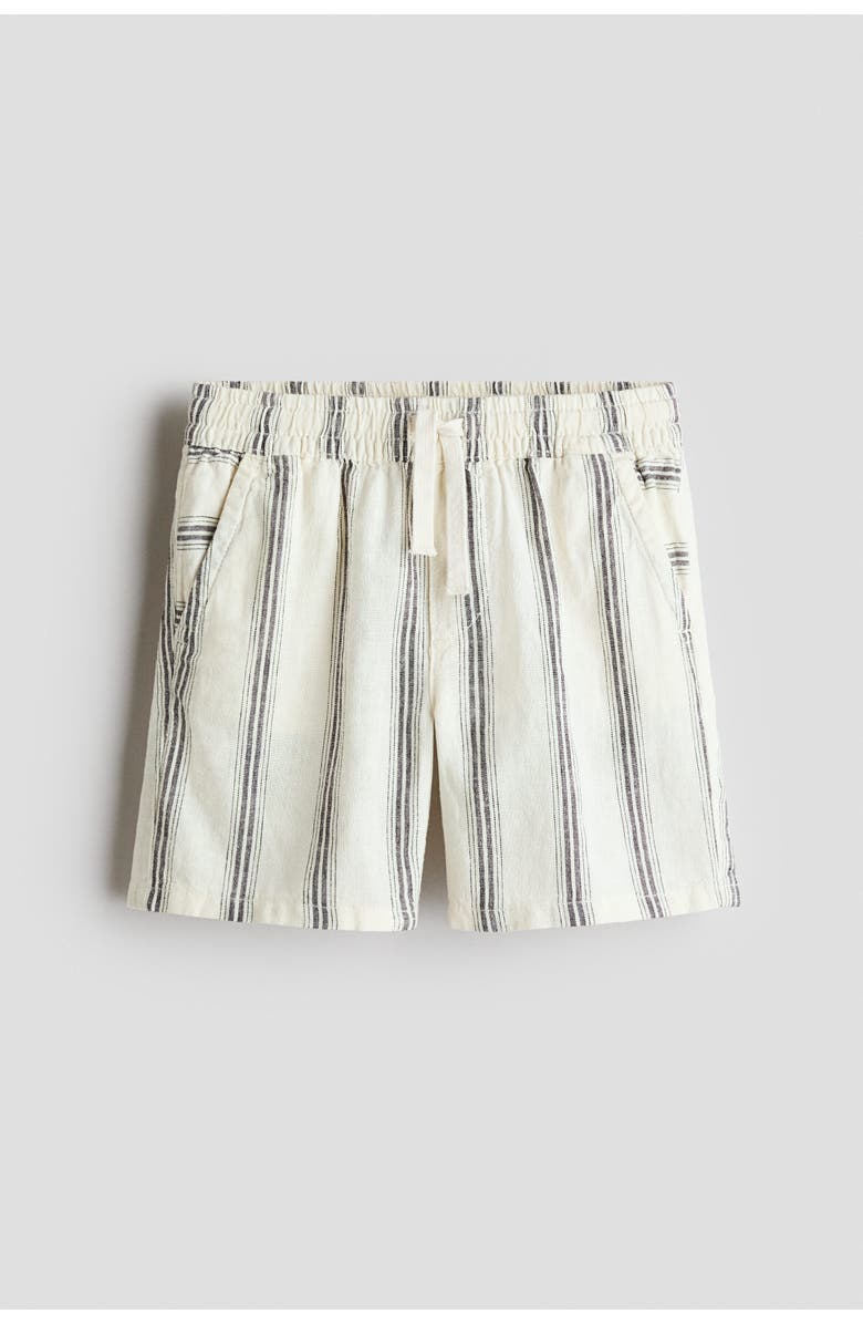H&M Linen-blend Drawstring Shorts, Alternate, color, Cream/Striped