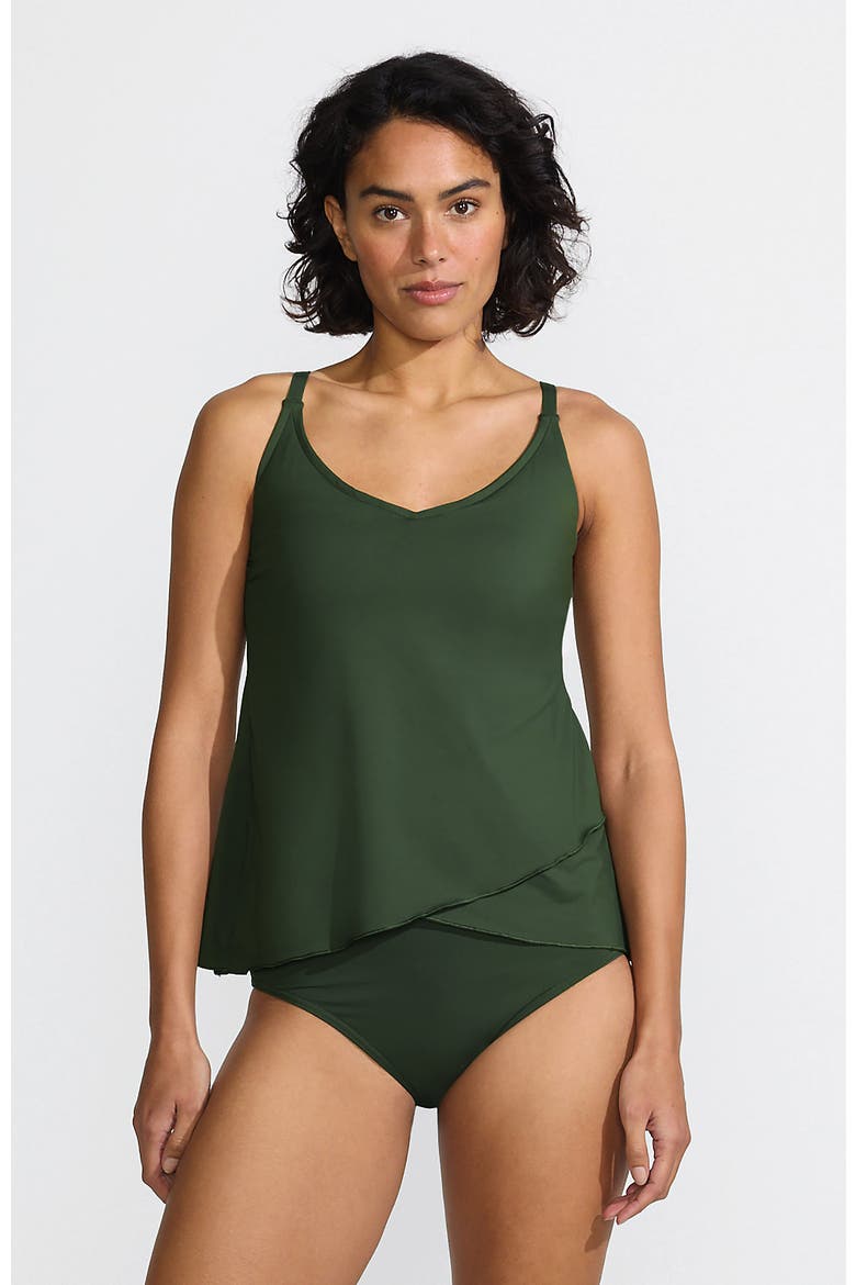 Plus Size DD-Cup Tulip Hem Tankini Top, Main, color, Rich Olive Green