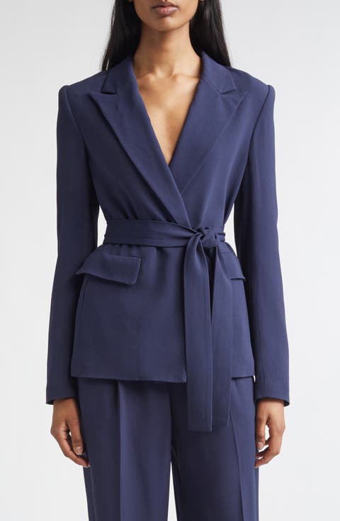 Juliana Belted Lightweight Stretch Cady Wrap Jacket