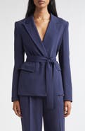 ST. JOHN Juliana Belted Lightweight Stretch Cady Wrap Jacket