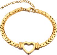 Adornia Heart Charm Curb Chain Bracelet