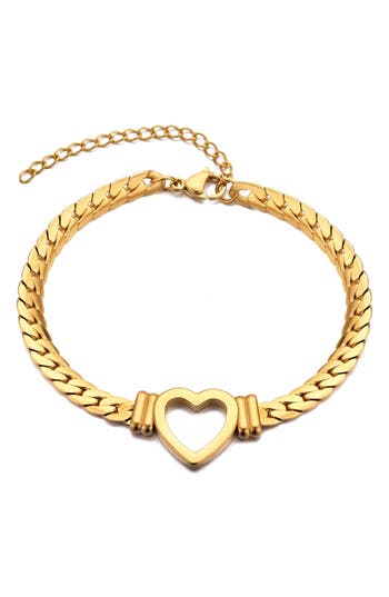 Adornia Heart Charm Curb Chain Bracelet