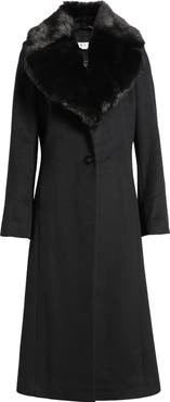 Via Spiga Faux Fur Collar Wool Blend Coat