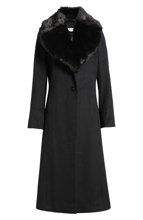 Via Spiga Faux Fur Collar Wool Blend Coat In Black