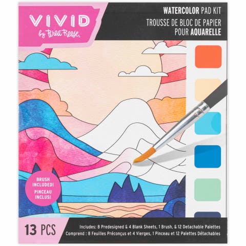Watercolor Pad Kit, 8 Landscape & Flower Designs