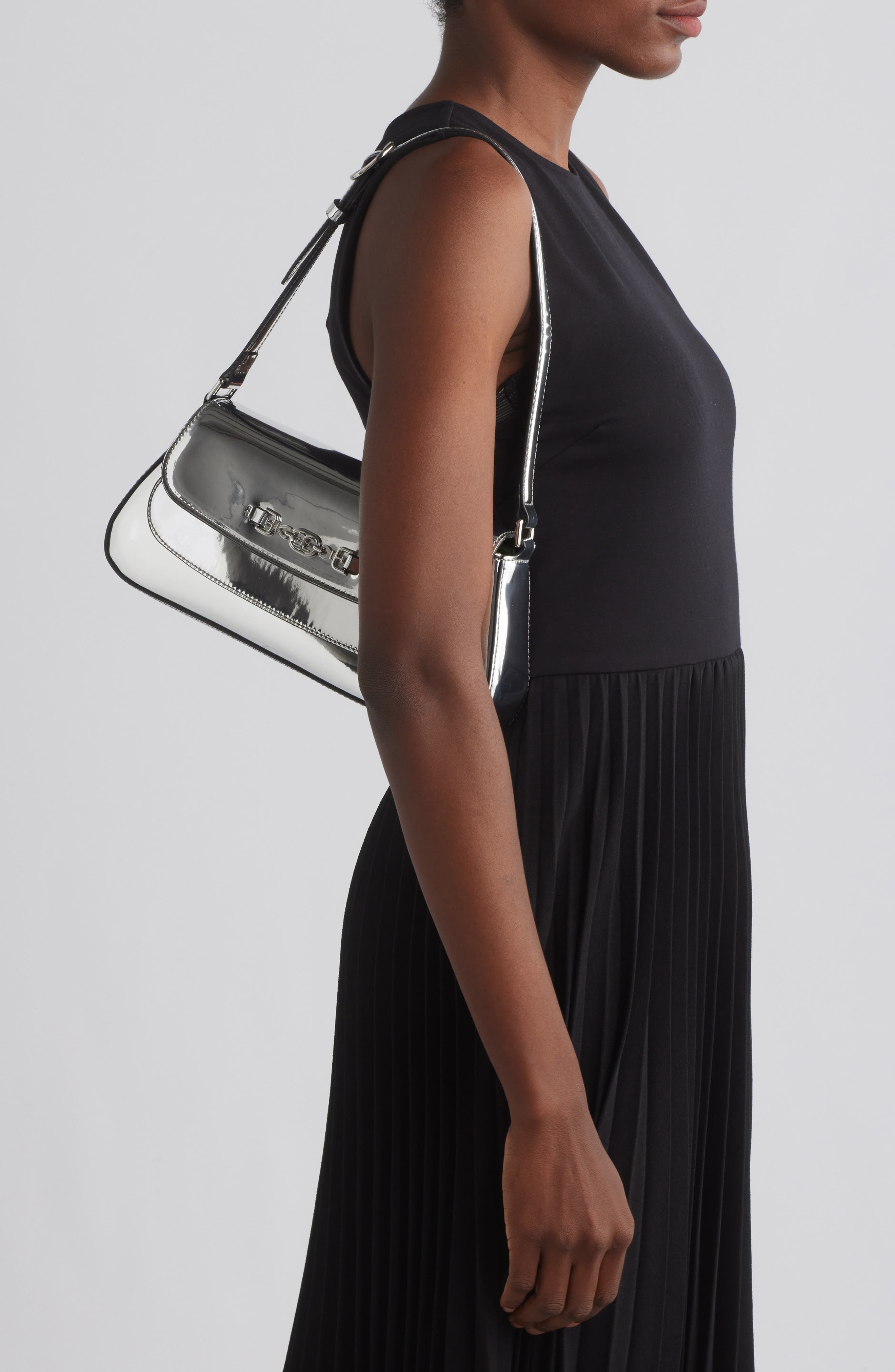 Sam Edelman Medium Loraine Metallic Leather Shoulder Bag, Alternate, color, 