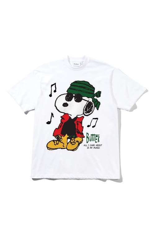 Butter Goods Peanuts® Snoopy Music Cotton Graphic T-Shirt in White 