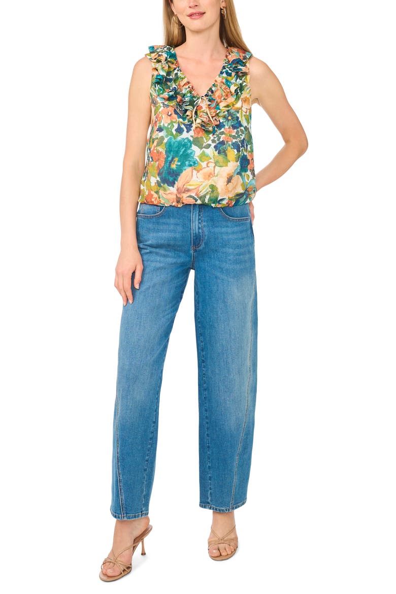 Floral Ruffle Collar Top, Alternate, color, SAILOR BLUE 486