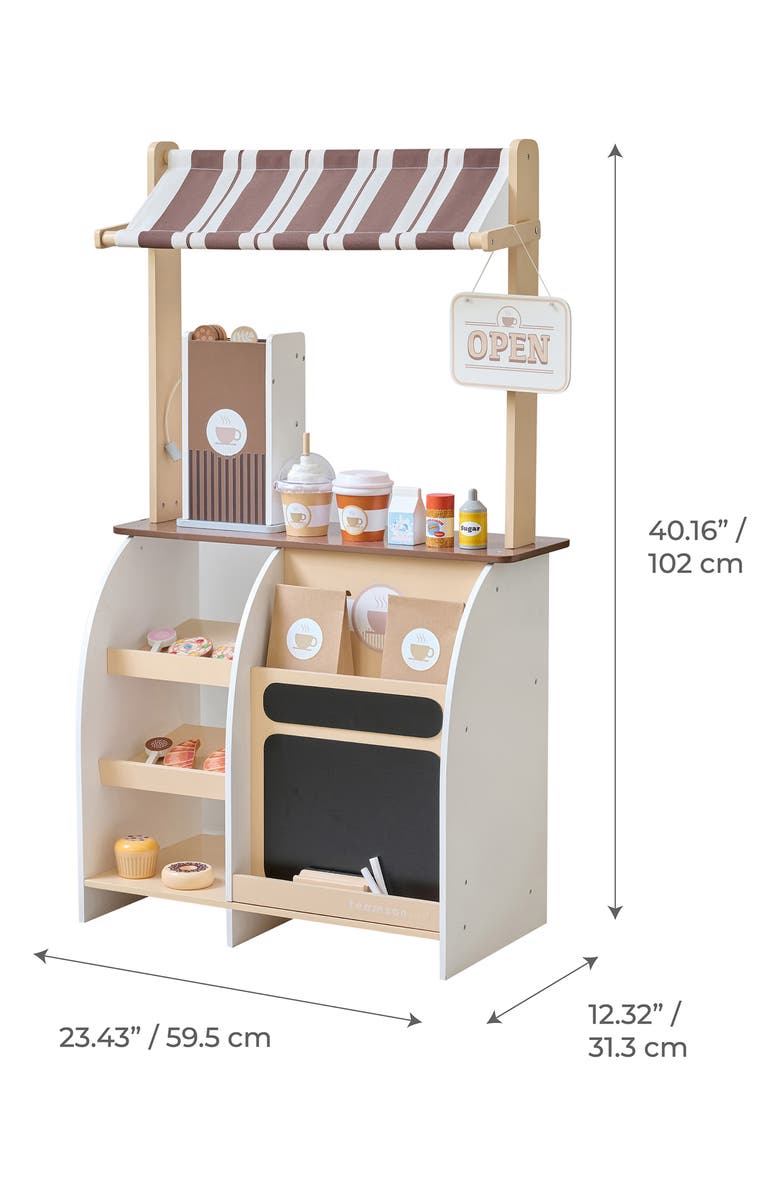 Teamson Kids Espresso Treats Wooden Coffee Stand Playset, Alternate, color, Brown