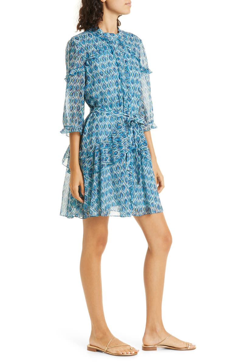 SALONI Tilly Ruffle Silk Dress, Alternate, color, 
