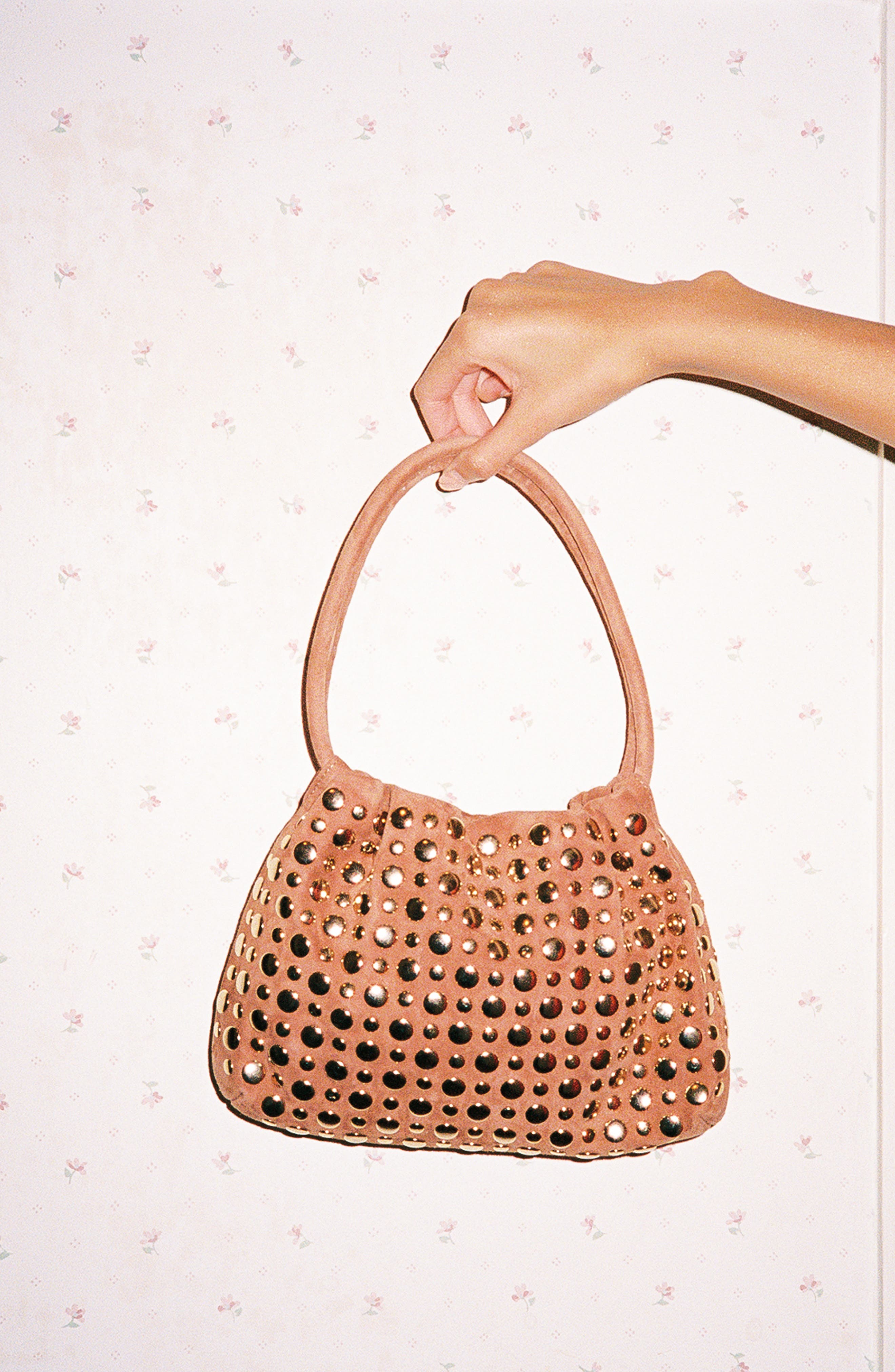 Jeffrey Campbell Lil-Brat Leather Handbag, Alternate, color, Tan Suede Gold