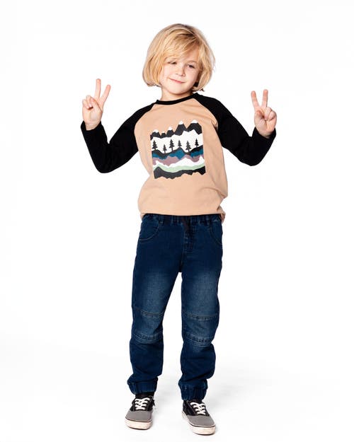 Deux Par Deux Long Raglan Sleeve Jersey Tee In Multi
