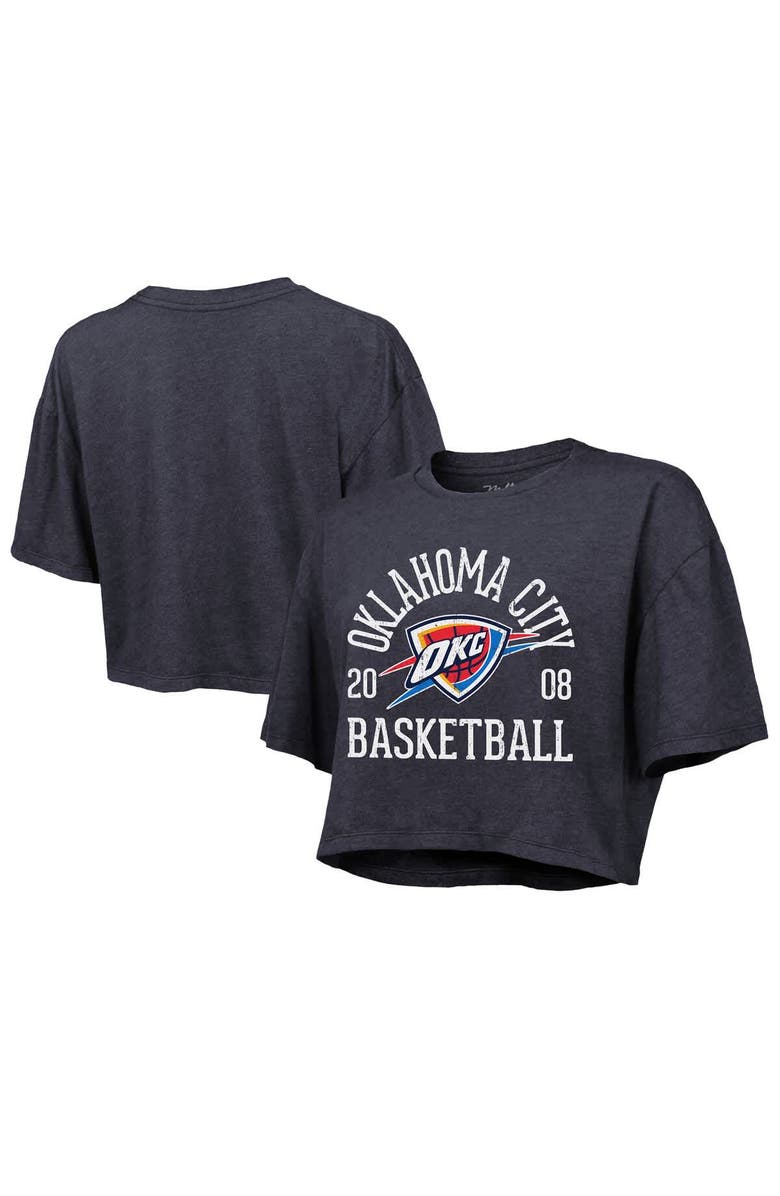 Majestic Threads Women's Majestic Threads Navy Oklahoma City Thunder Boxy Crop Top, Alternate, color, Navy