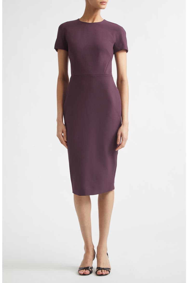 Stretch Crepe Sheath Dress, Main, color, FIG
