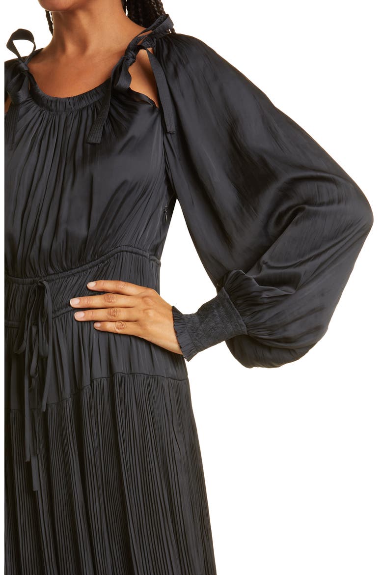 Lila Long Sleeve Midi Dress, Alternate, color, NOIR